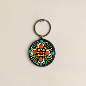 Handpainted Mandala Art Wooden Keychain 79