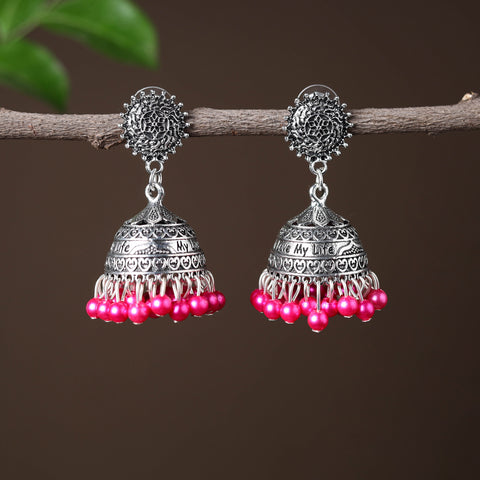 Grey - kriti handcrafted gs beadwork jhumki earrings