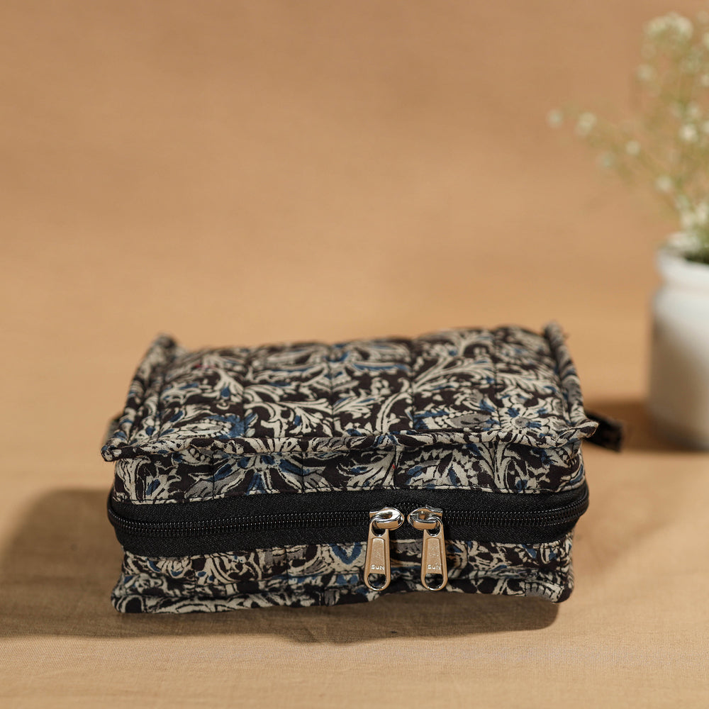 Black - Handmade 4 Pockets Cotton Jewelry Bag 05