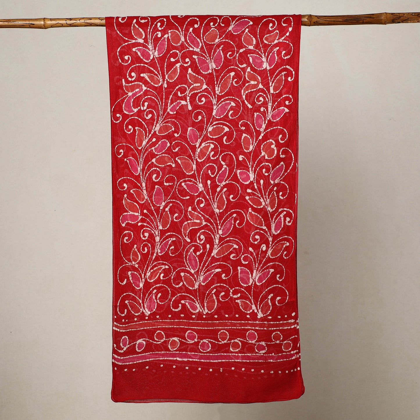 Red - Hand Batik Printed Mul Cotton Stole 63