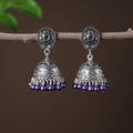 Grey - aakriti handcrafted gs beadwork jhumki earrings