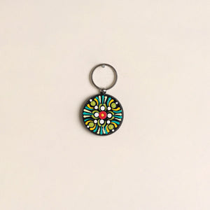 Multicolor - Handpainted Mandala Art Wooden Keychain 80