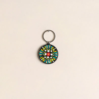 Handpainted Mandala Art Wooden Keychain 80
