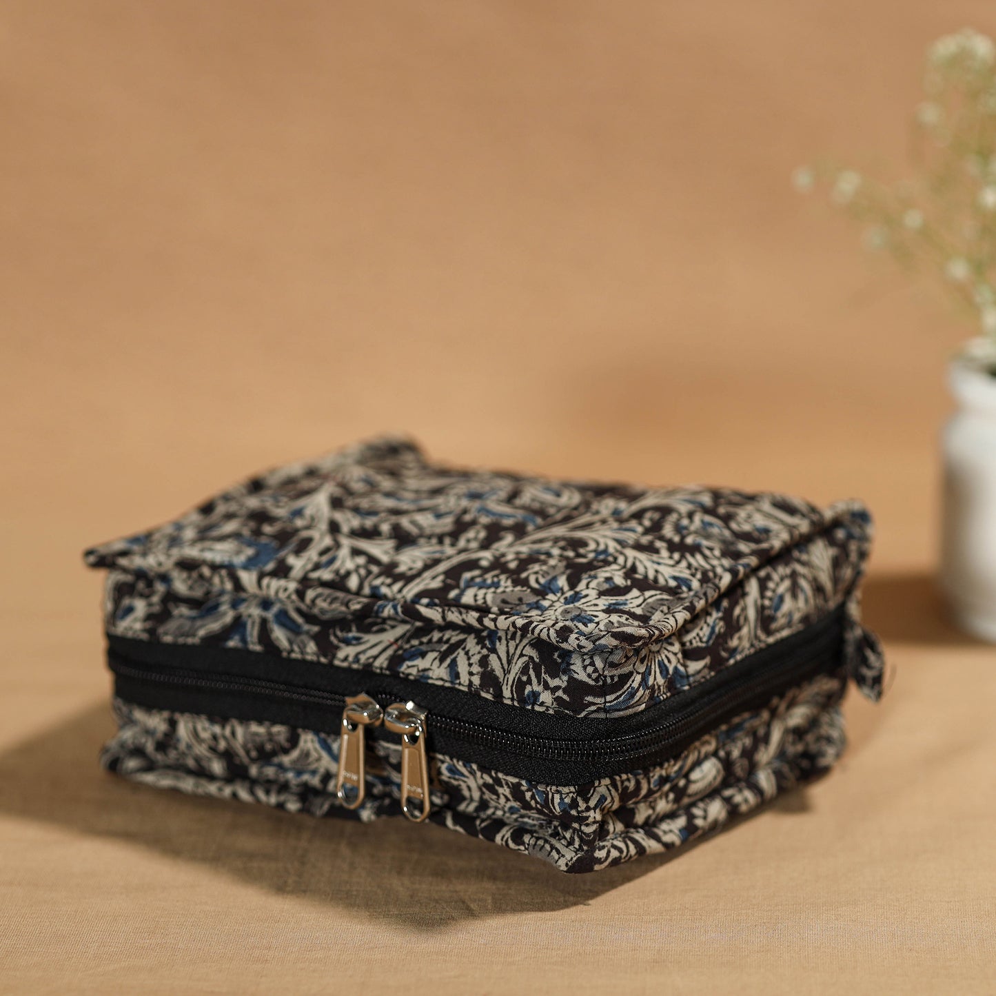 Black - Handmade 4 Pockets Cotton Jewelry Bag 05