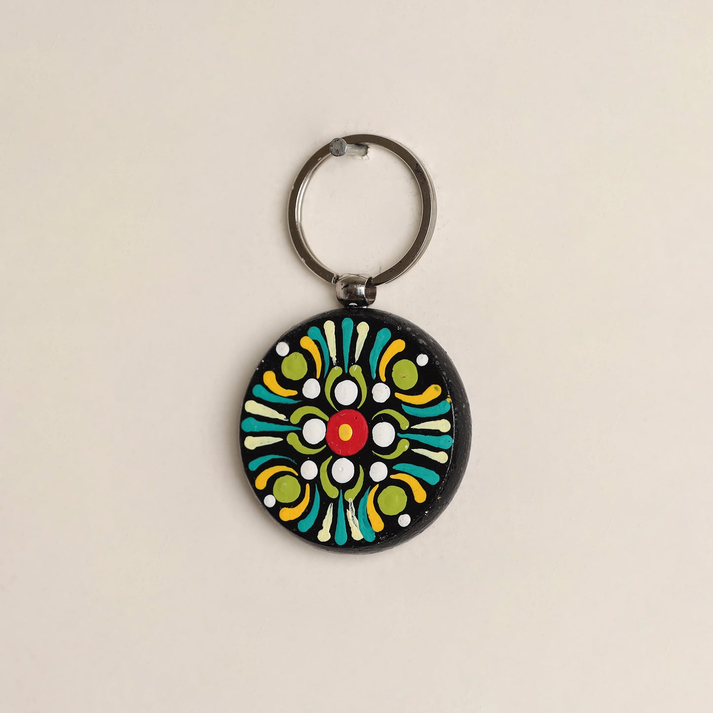 Handpainted Mandala Art Wooden Keychain 80