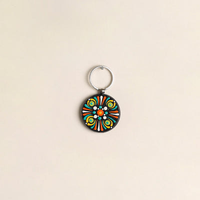 Handpainted Mandala Art Wooden Keychain 81