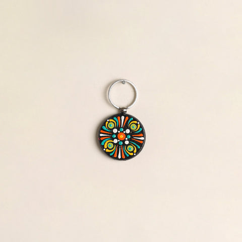 Handpainted Mandala Art Wooden Keychain 81