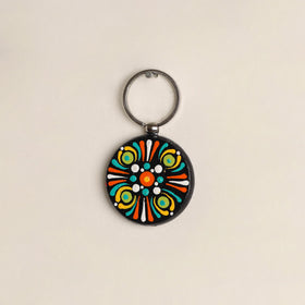 Handpainted Mandala Art Wooden Keychain 81