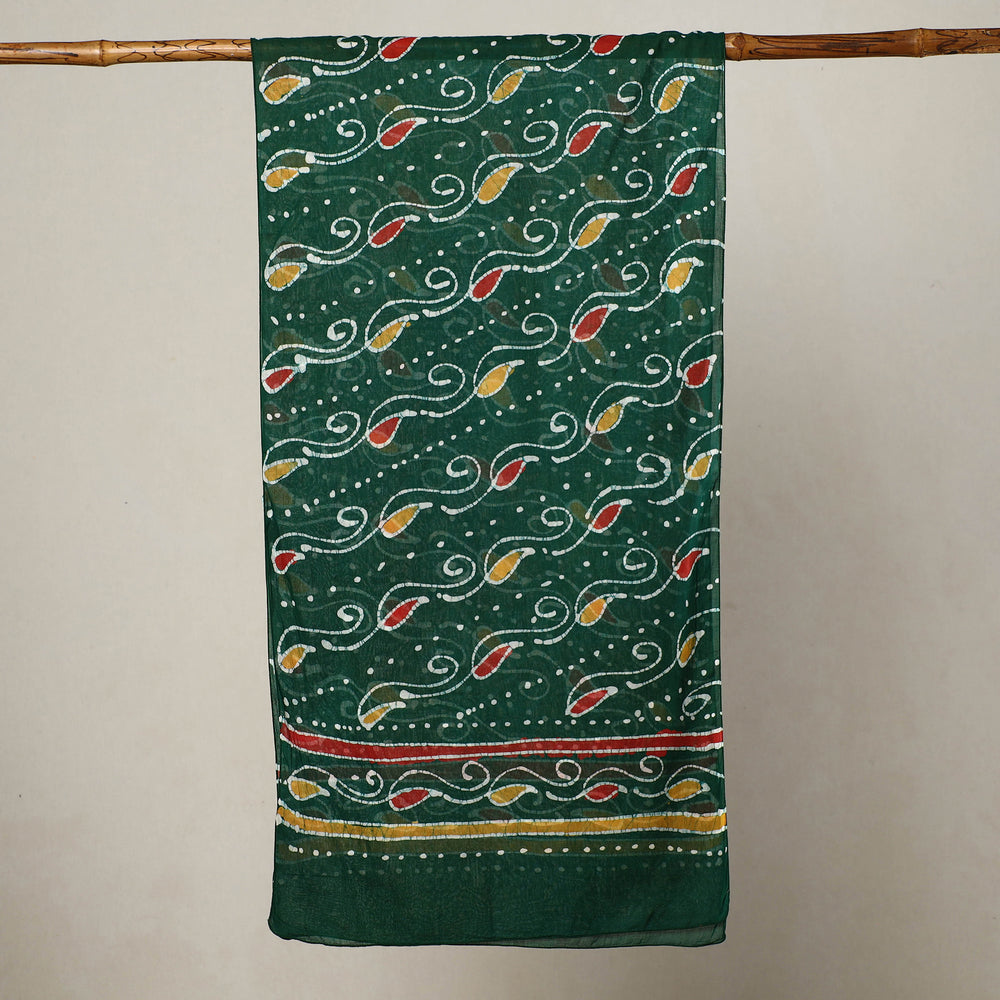 Green - Hand Batik Printed Mul Cotton Stole 59)