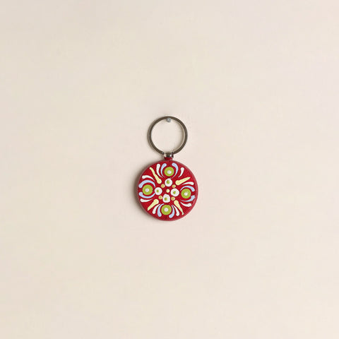 Handpainted Mandala Art Wooden Keychain 82