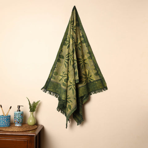 Green - Handloom Block Printed Cotton Bindaas Towel 46