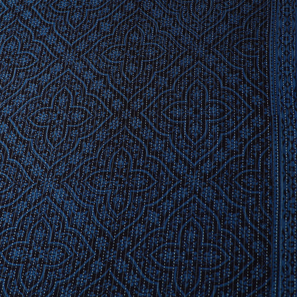 Blue - Bagh Block Printed Kantha Style Cotton Fabric 05
