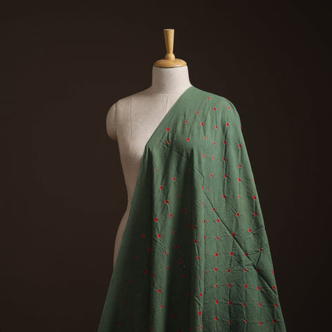 Green - Kutch Bandhani Tie-Dye Pure Mul Cotton Fabric 03