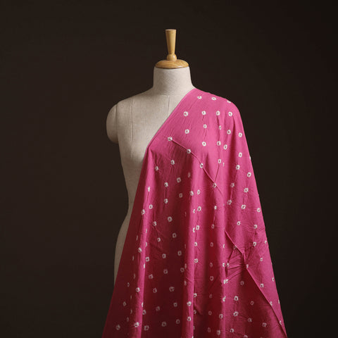 Pink - Kutch Bandhani Tie-Dye Pure Mul Cotton Fabric 27