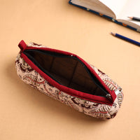 Light Brown - Handcrafted Quilted Cotton Pencil Pouch 04