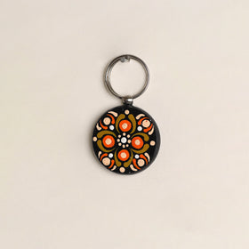 Handpainted Mandala Art Wooden Keychain 83