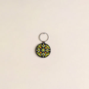 Multicolor - Handpainted Mandala Art Wooden Keychain 84