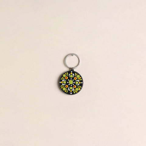 Handpainted Mandala Art Wooden Keychain 84