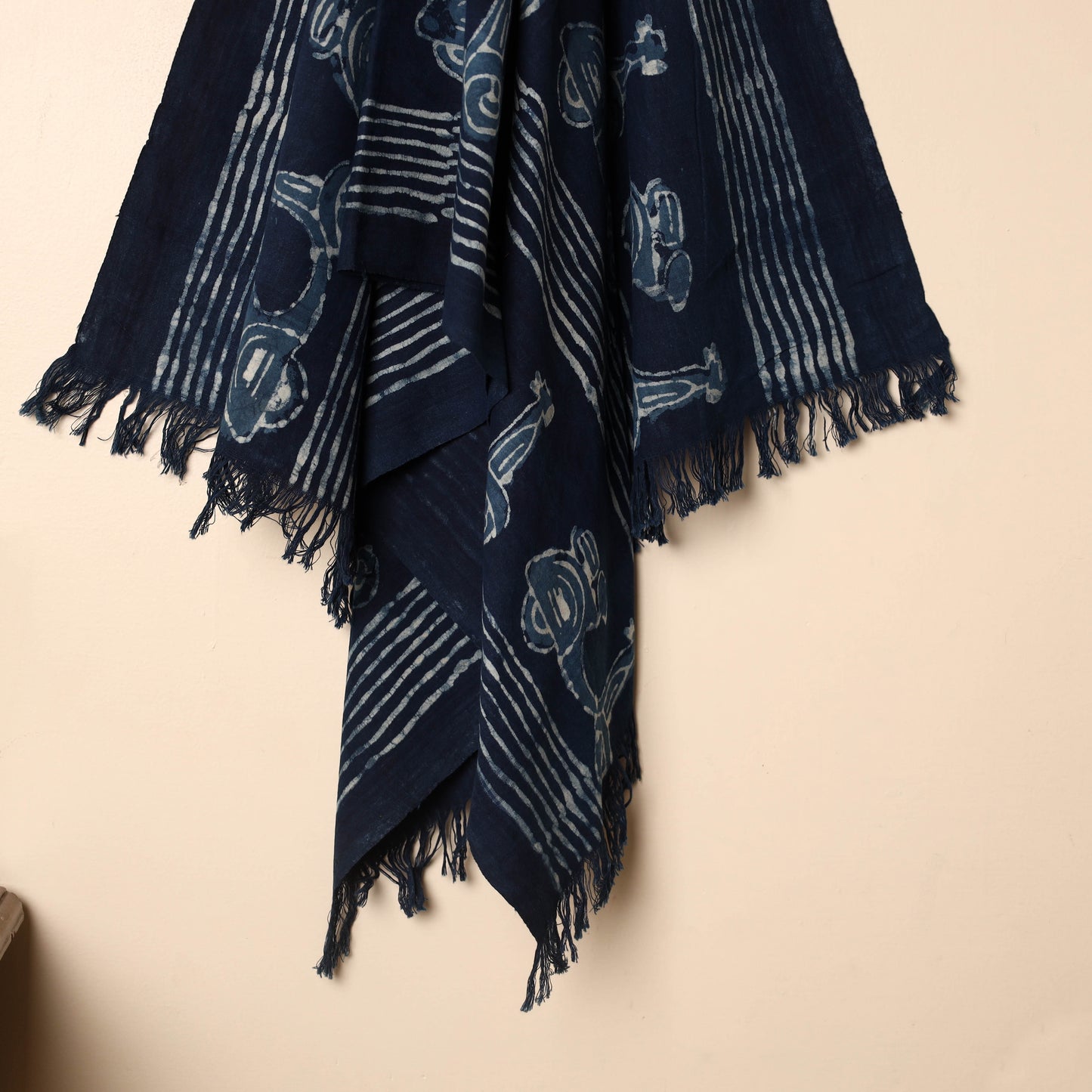 Blue - Handloom Block Printed Cotton Bindaas Towel 44