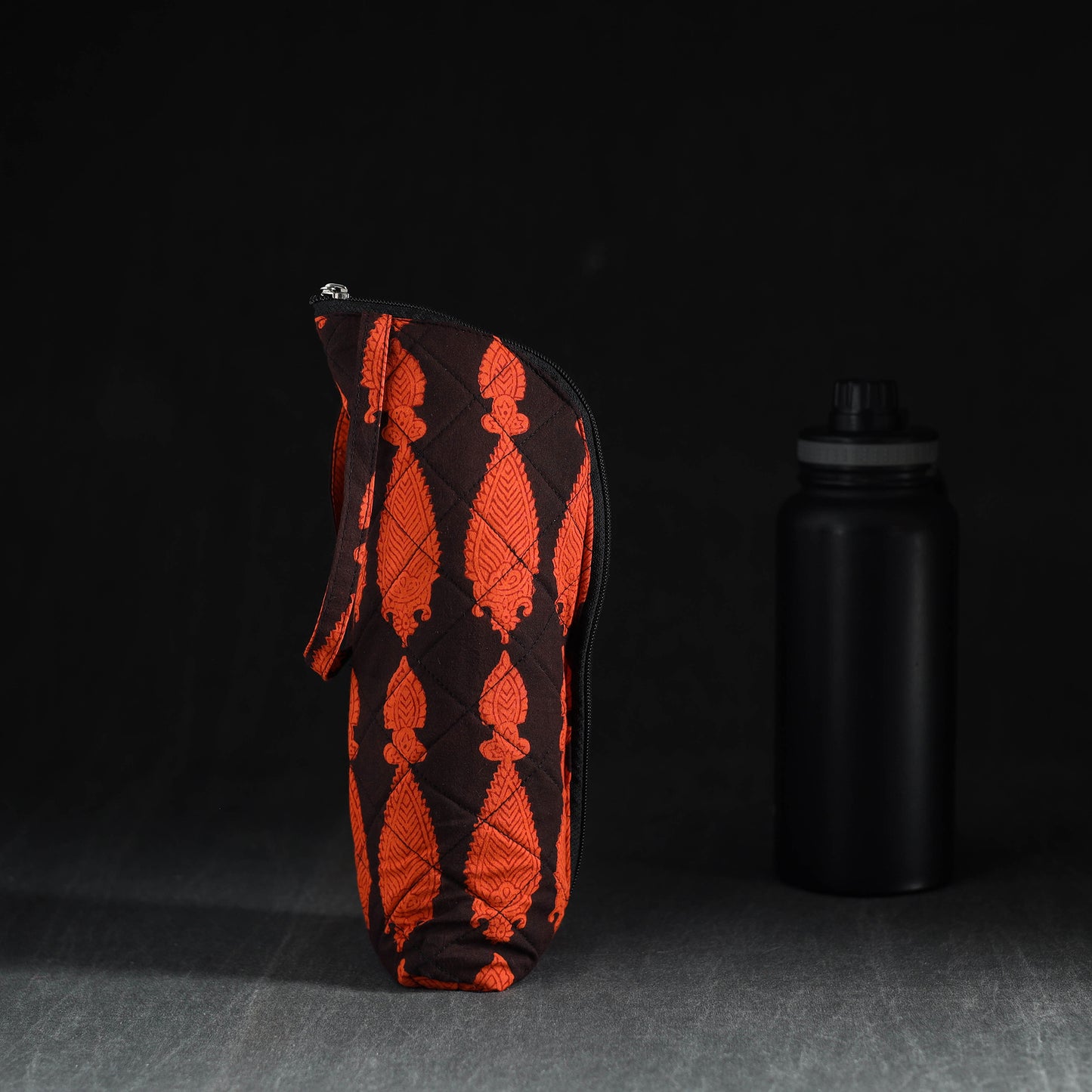 Orange Handmade Cotton 1L Water Bottle Cover