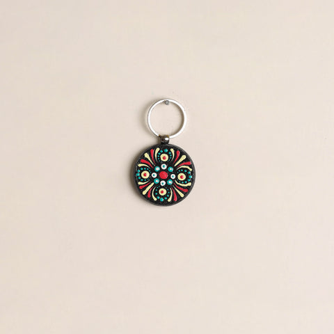 Handpainted Mandala Art Wooden Keychain 85