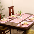 Pink - Barmer Applique Cutwork Dining Table Runner with Mat Set 03