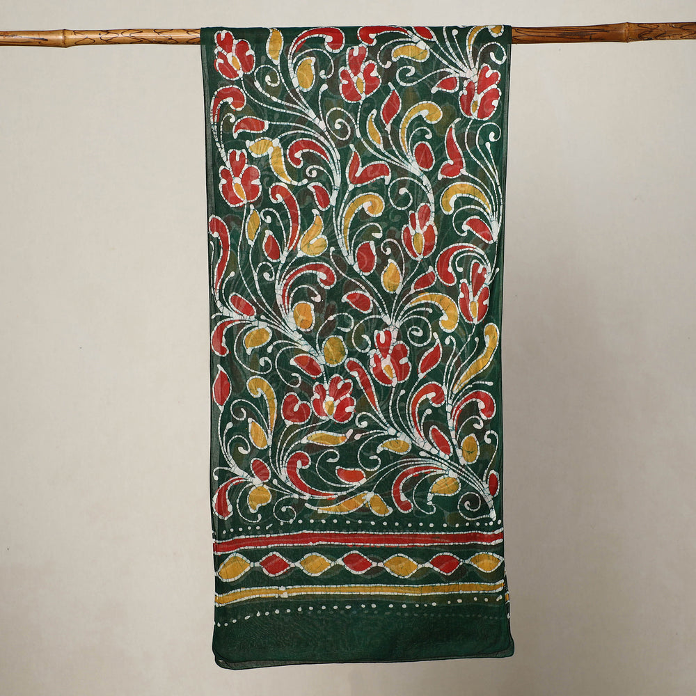 Green - Hand Batik Printed Mul Cotton Stole 52