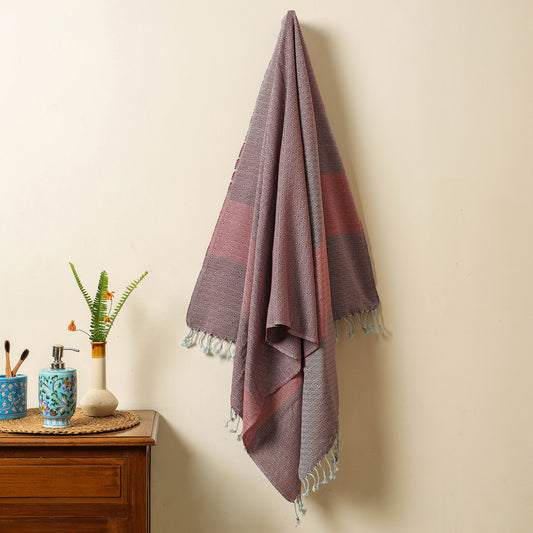 Handloom Cotton Towel with Tassels from Bijnor by Nizam