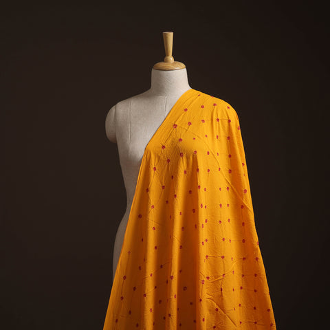 Yellow - Kutch Bandhani Tie-Dye Pure Mul Cotton Fabric 11