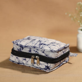 Blue Handmade 4 Pockets Cotton Jewelry Bag 