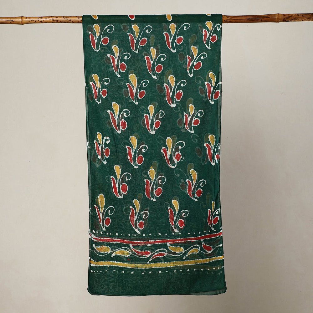 Green - Hand Batik Printed Mul Cotton Stole 51