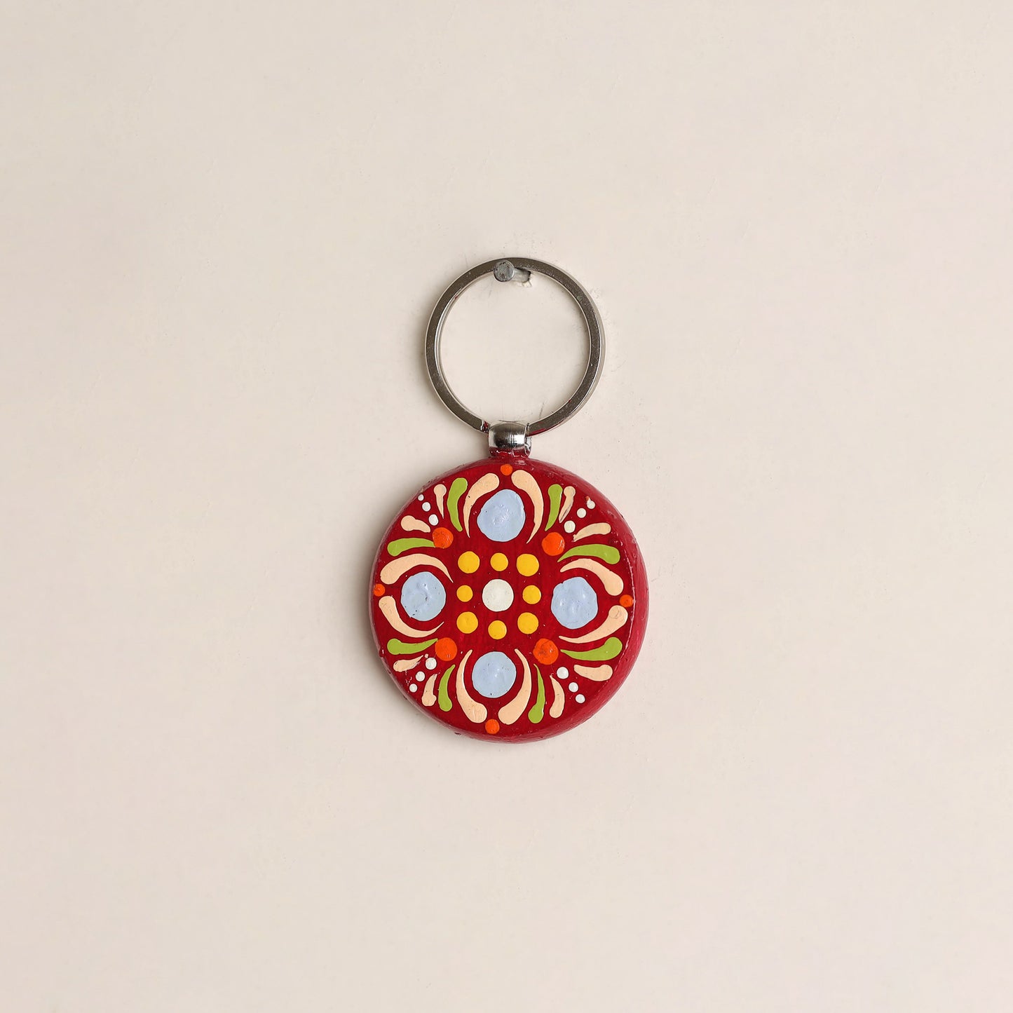 Handpainted Mandala Art Wooden Keychain 86