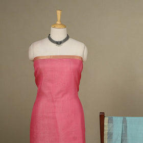 Pink - 2pc Handloom Unstitched Chanderi Silk Dress Material 