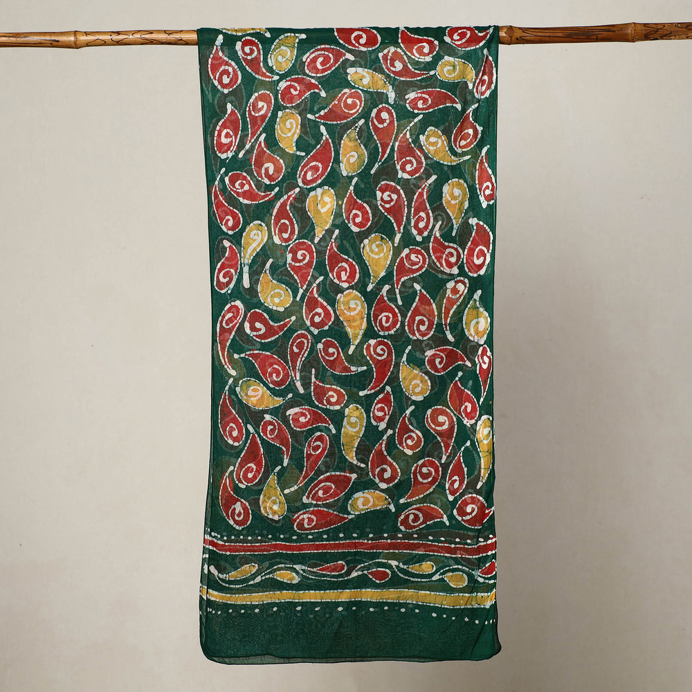 Green - Hand Batik Printed Mul Cotton Stole 49