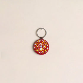 Handpainted Mandala Art Wooden Keychain 87
