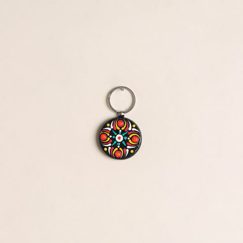 Handpainted Mandala Art Wooden Keychain 89