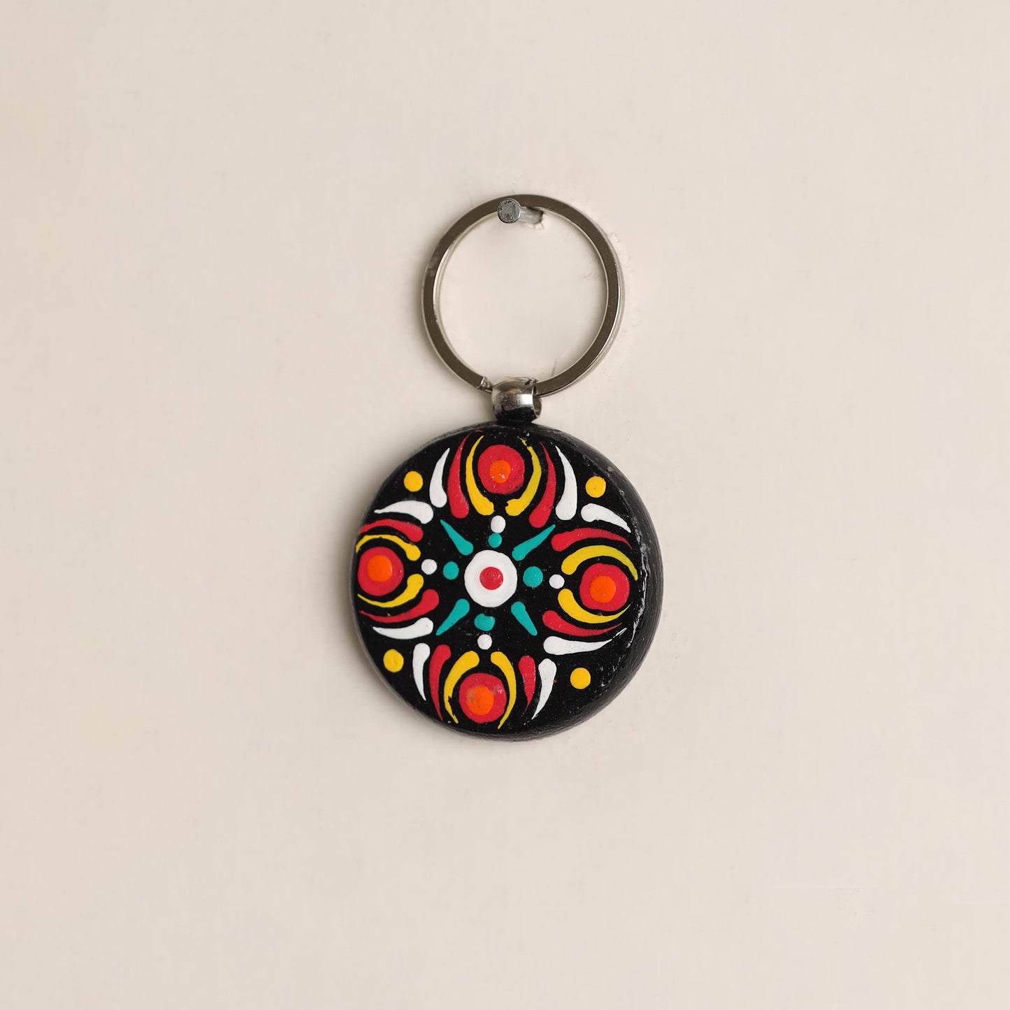 Handpainted Mandala Art Wooden Keychain 89