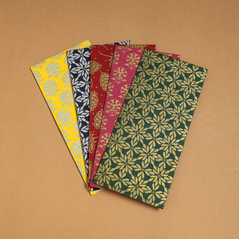  Floral Printed Handcrafted Notecards with Envelopes (Assorted Set of 5) 