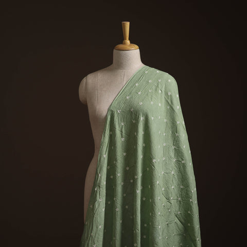Green - Kutch Bandhani Tie-Dye Pure Mul Cotton Fabric 18