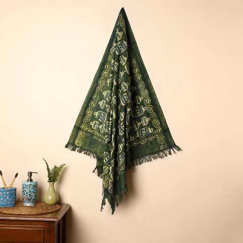 Green - Handloom Block Printed Cotton Bindaas Towel 38