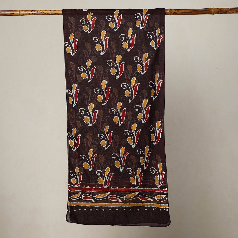 Brown - Hand Batik Printed Mul Cotton Stole 43