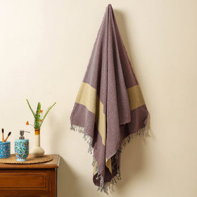 Brown - Handloom Cotton Towel with Tassels from Bijnor by Nizam