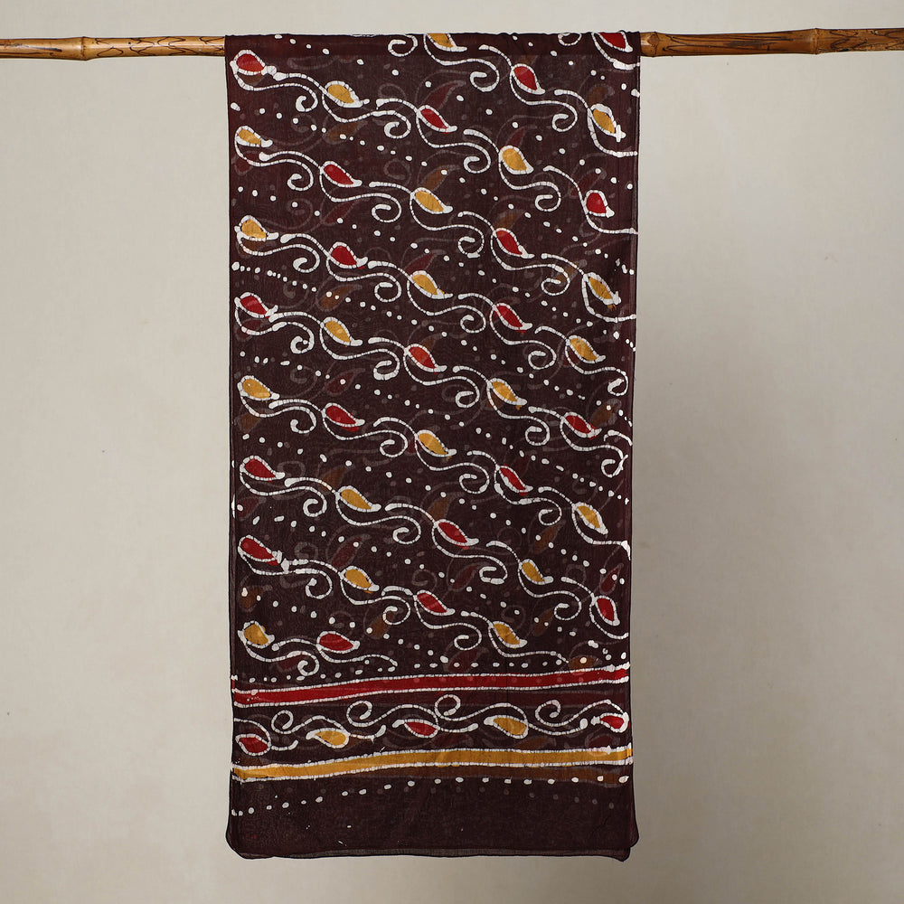 Brown - Hand Batik Printed Mul Cotton Stole 42