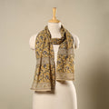 Yellow Pedana Block Print Natural Dyed Cotton Kalamkari Stole