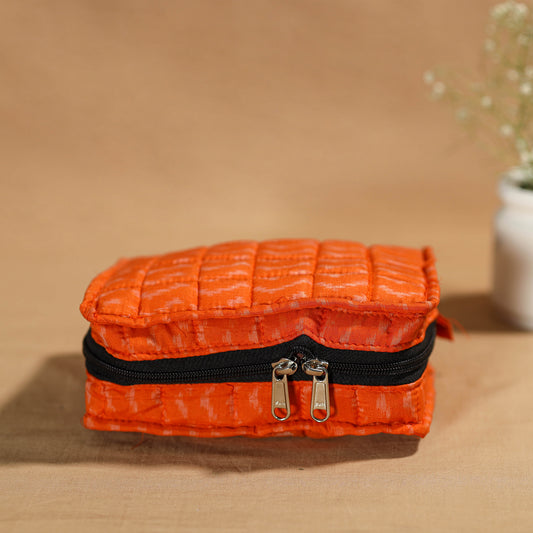 Orange - Handmade 4 Pockets Cotton Jewelry Bag 11