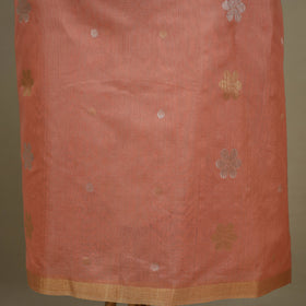 Peach - 2pc Handloom Flower Zari Buta Unstitched Chanderi Silk Dress Material 