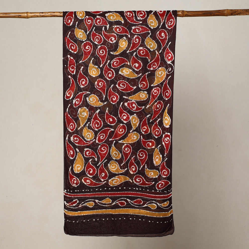 Brown - Hand Batik Printed Mul Cotton Stole 39