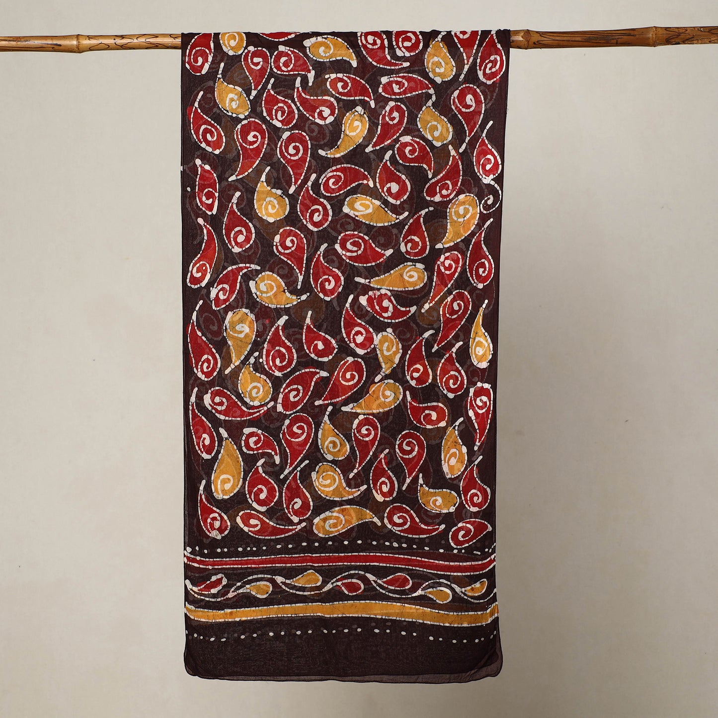 Brown - Hand Batik Printed Mul Cotton Stole 39