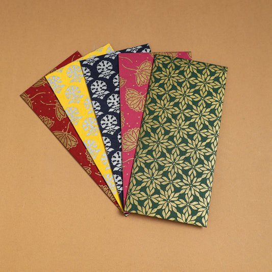Floral Printed Handcrafted Notecards with Envelopes (Assorted Set of 5)