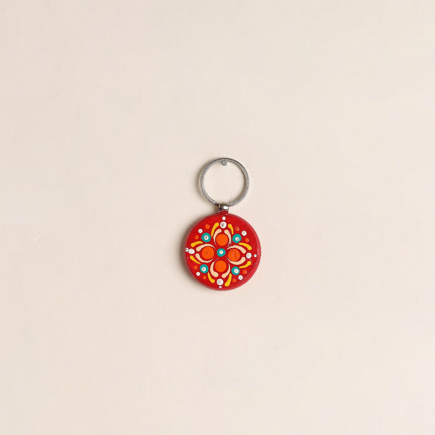 Handpainted Mandala Art Wooden Keychain 93